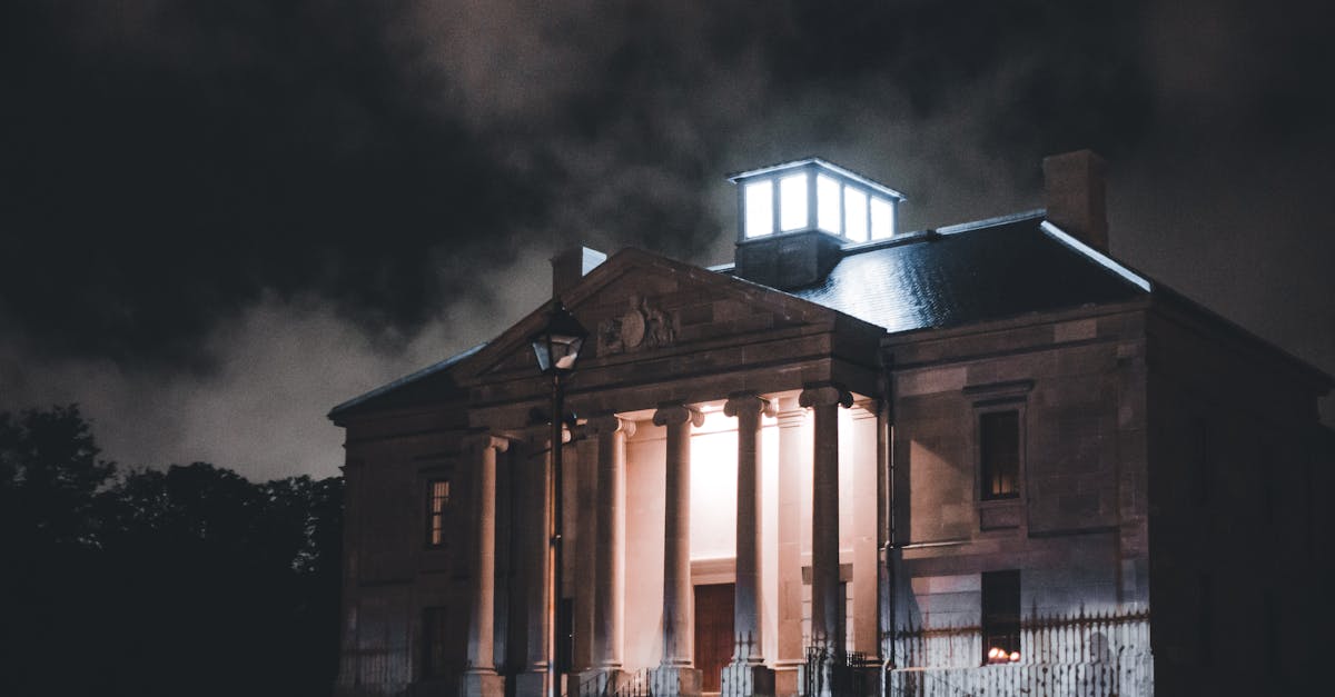 A lone figure facing a vast dark institutional structure that no longer serves them